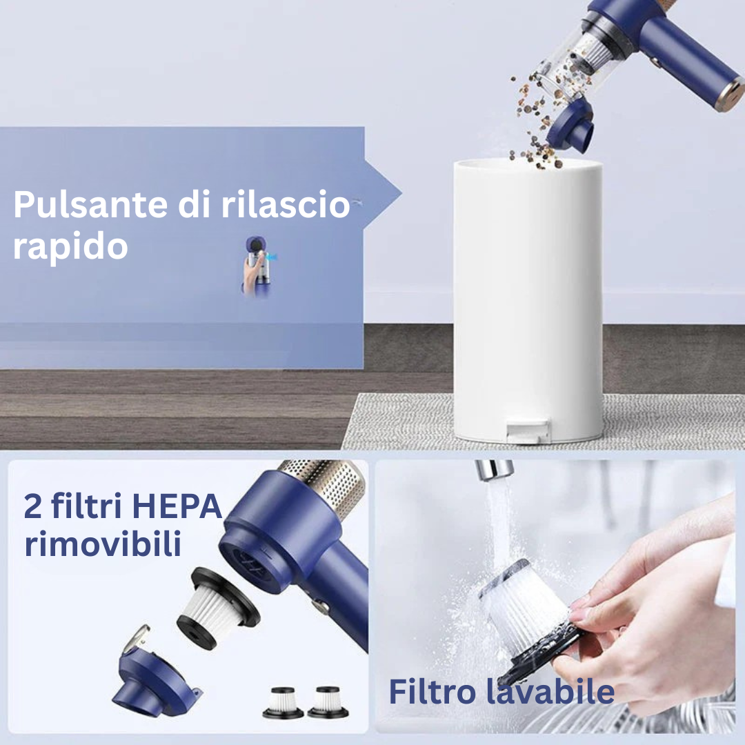 Aspirapolvere per Auto Senza Fili Potente ed Efficace