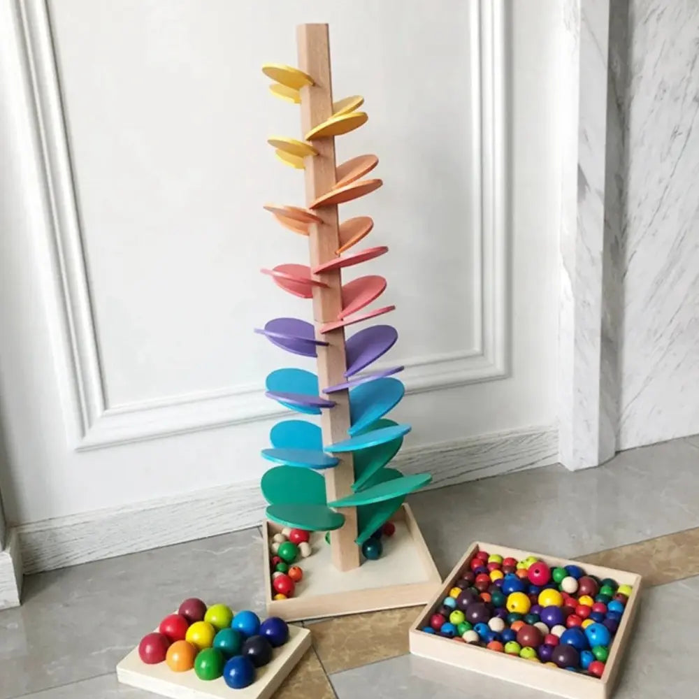 Gioco Montessori Sensoriale per bambini | Albero Arcobaleno con Palline in Legno