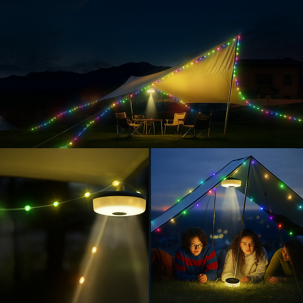 Luci natalizie da esterno ricaricabili tramite USB – Bianco caldo e multicolore