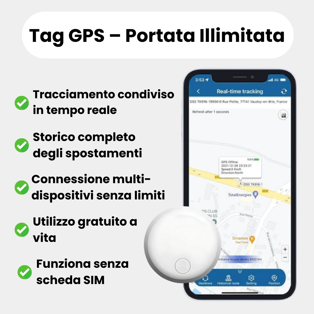 Localizzatore GPS per moto senza abbonamento compatibile iOS e Android – Tracciamento preciso con avvisi
