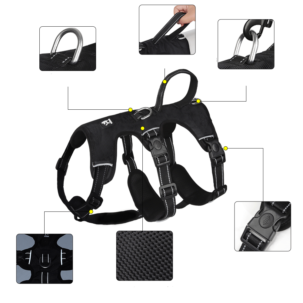 Pettorina NoPull in nylon per cani - riflettente e a prova di fuga per passeggiate rilassate