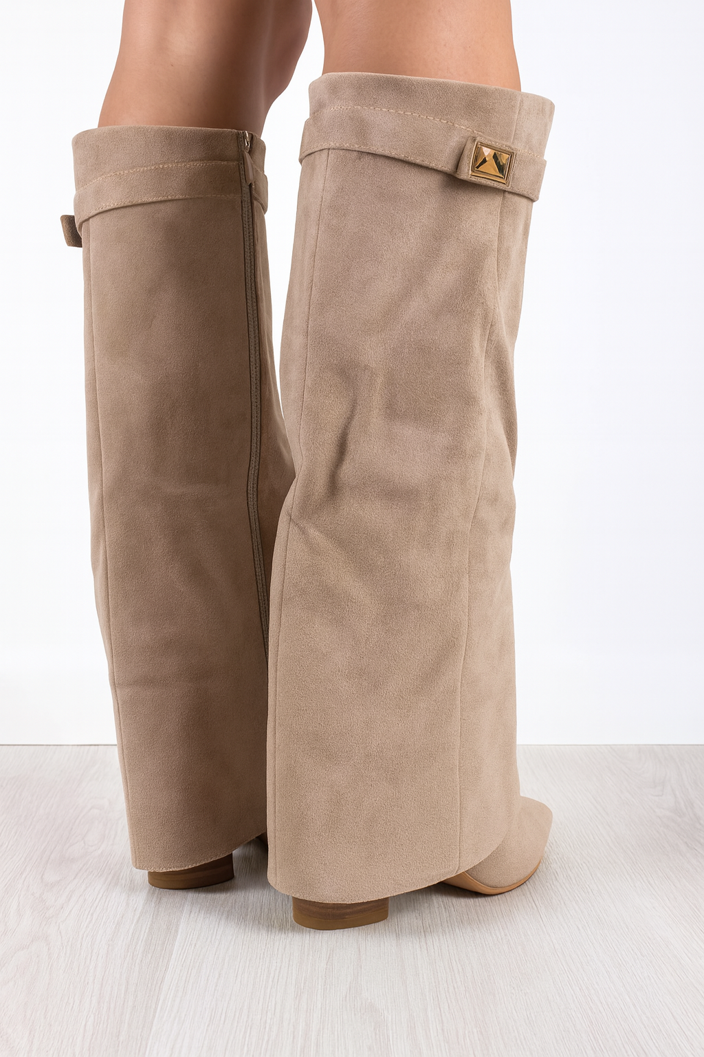 Stivali alti da donna in pelle premium con tacco a blocco