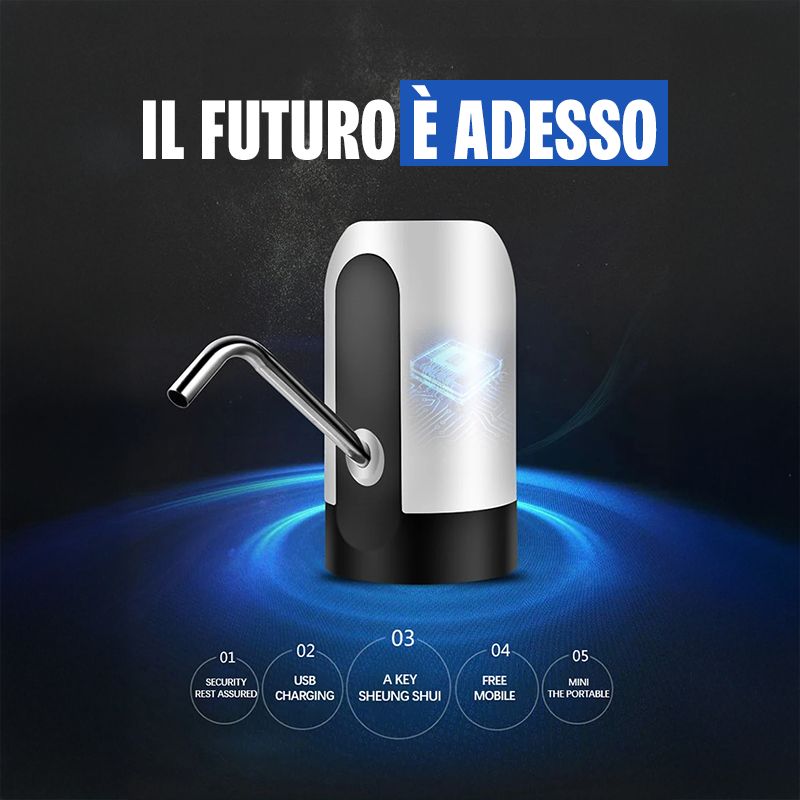 AquaFlow Smart™ – Dispenser Elettrico Ricaricabile USB per Acqua, Portatile & Universale
