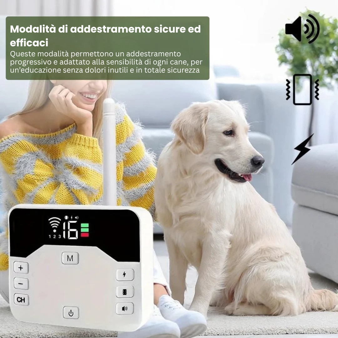 GoldenFence™ – Recinto wireless & Collare addestramento 2-in-1 – Sicurezza & Addestramento Facile 🐾