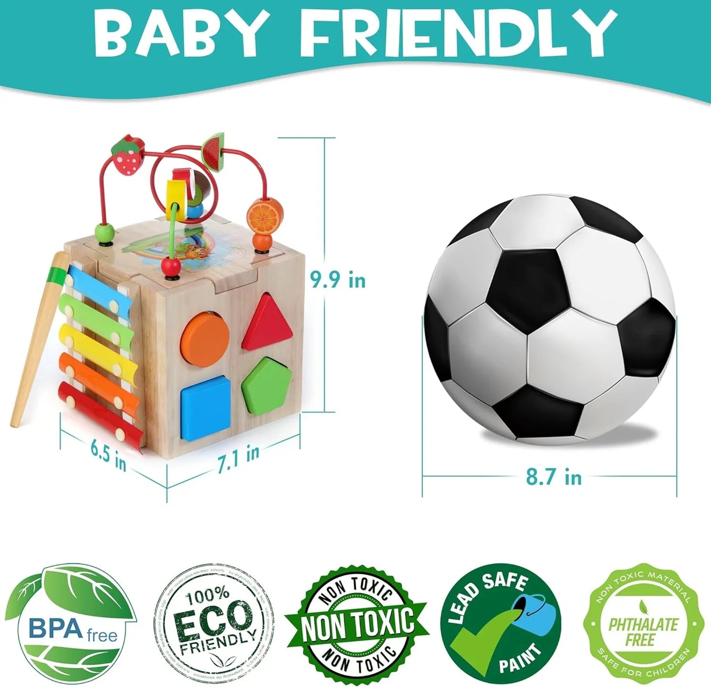 MINDBLOX – Cubo Educativo in Legno Montessori 8-in-1 per Bambini con Giochi Didattici