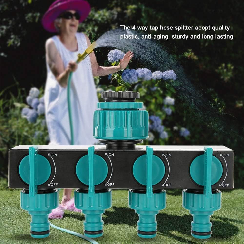 FlowMaster – Ripartitore a 4 vie per tubo da giardino per irrigazione flessibile