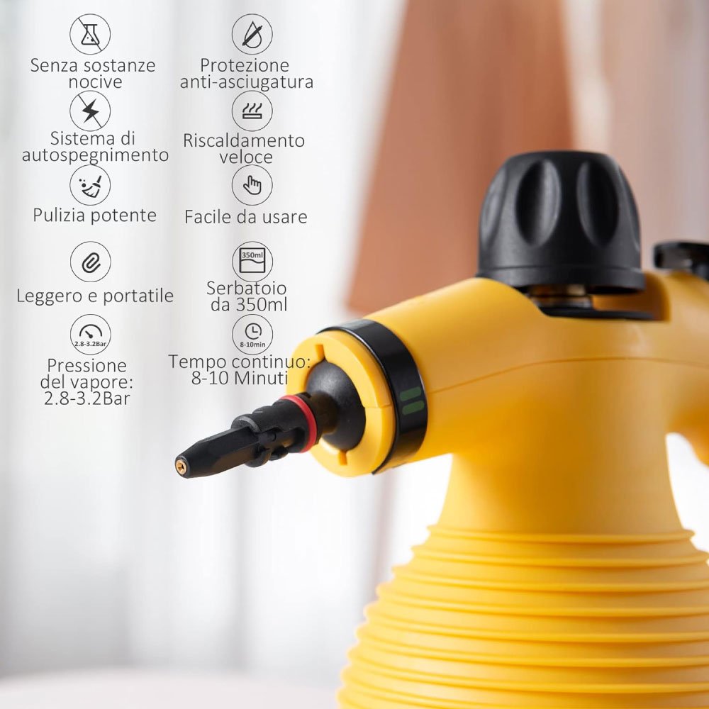 Vapor+™ – Idropulitrice a Vapore 900W | Pulizia Profonda e Igienizzazione Naturale