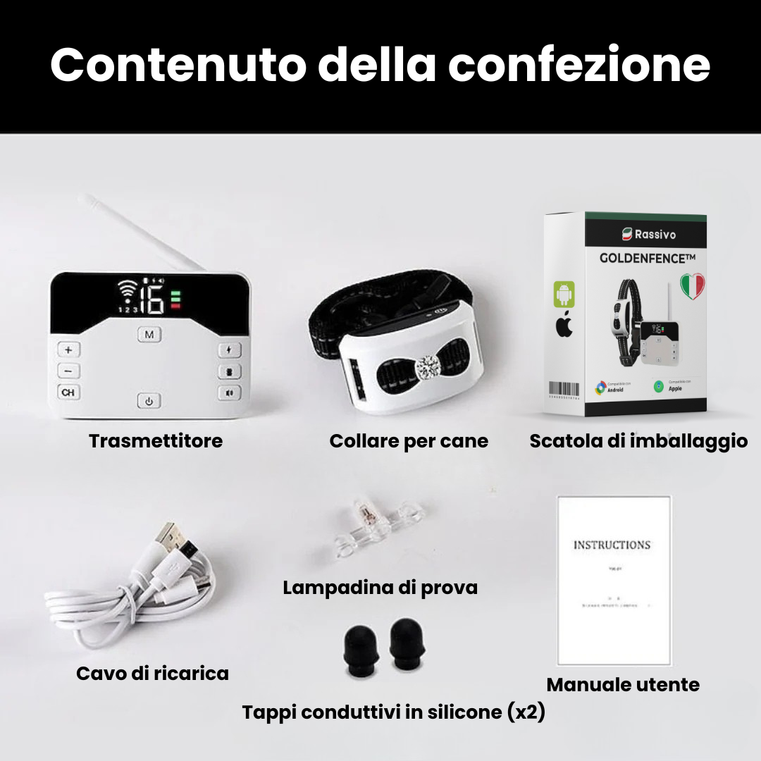 GoldenFence™ – Recinto wireless & Collare addestramento 2-in-1 – Sicurezza & Addestramento Facile 🐾
