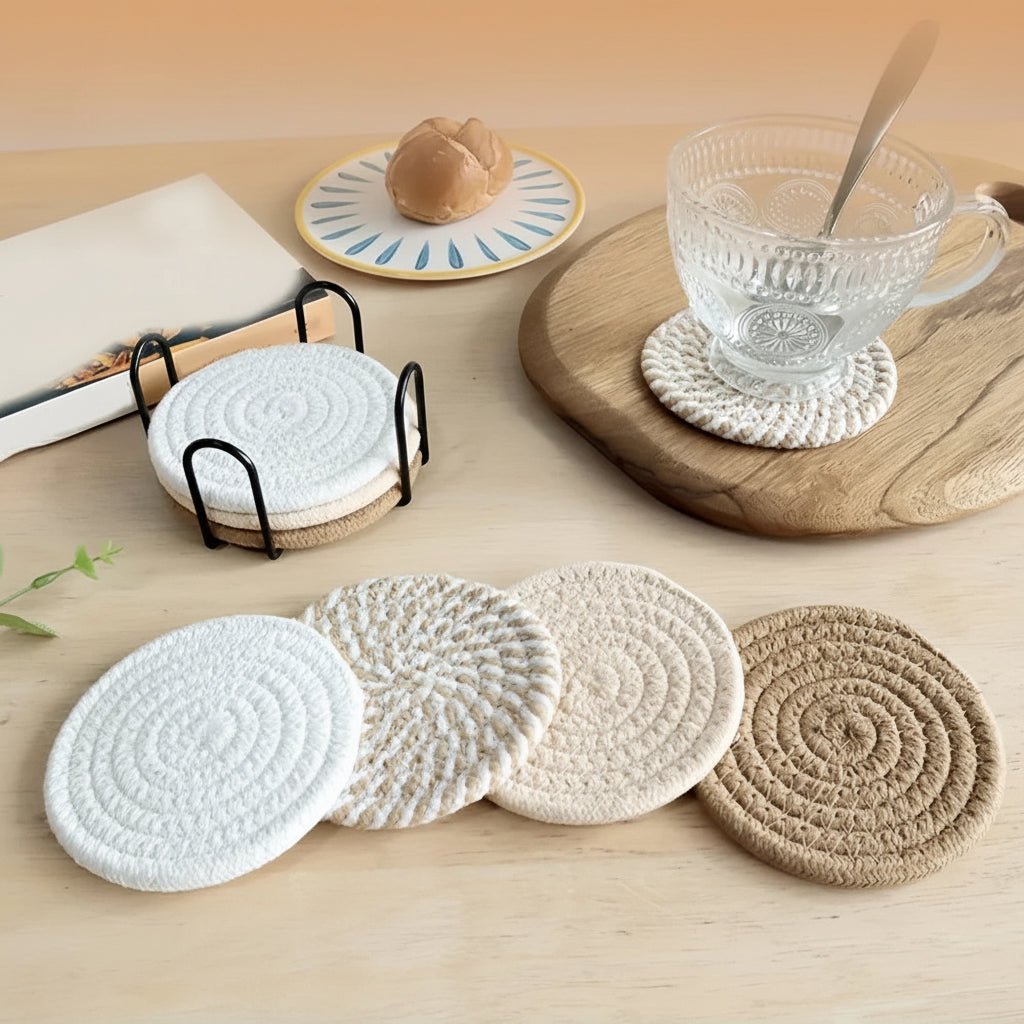 WOHNCO – Sottobicchieri assorbenti in cotone per la protezione elegante del tavolo nella vita quotidiana