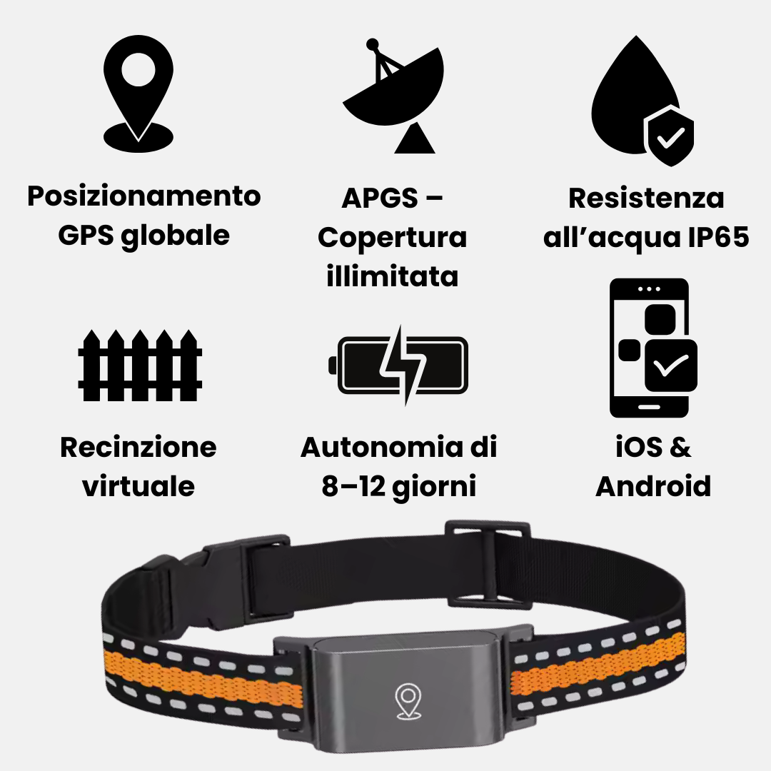Collare GPS senza Abbonamento – Tracciamento Preciso e Copertura Illimitata