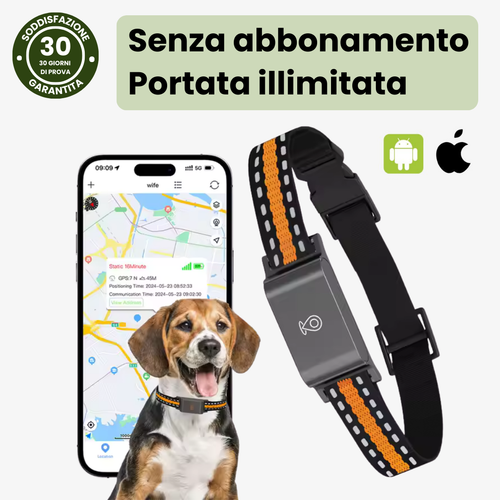 Collare GPS senza Abbonamento – Tracciamento Preciso e Copertura Illimitata