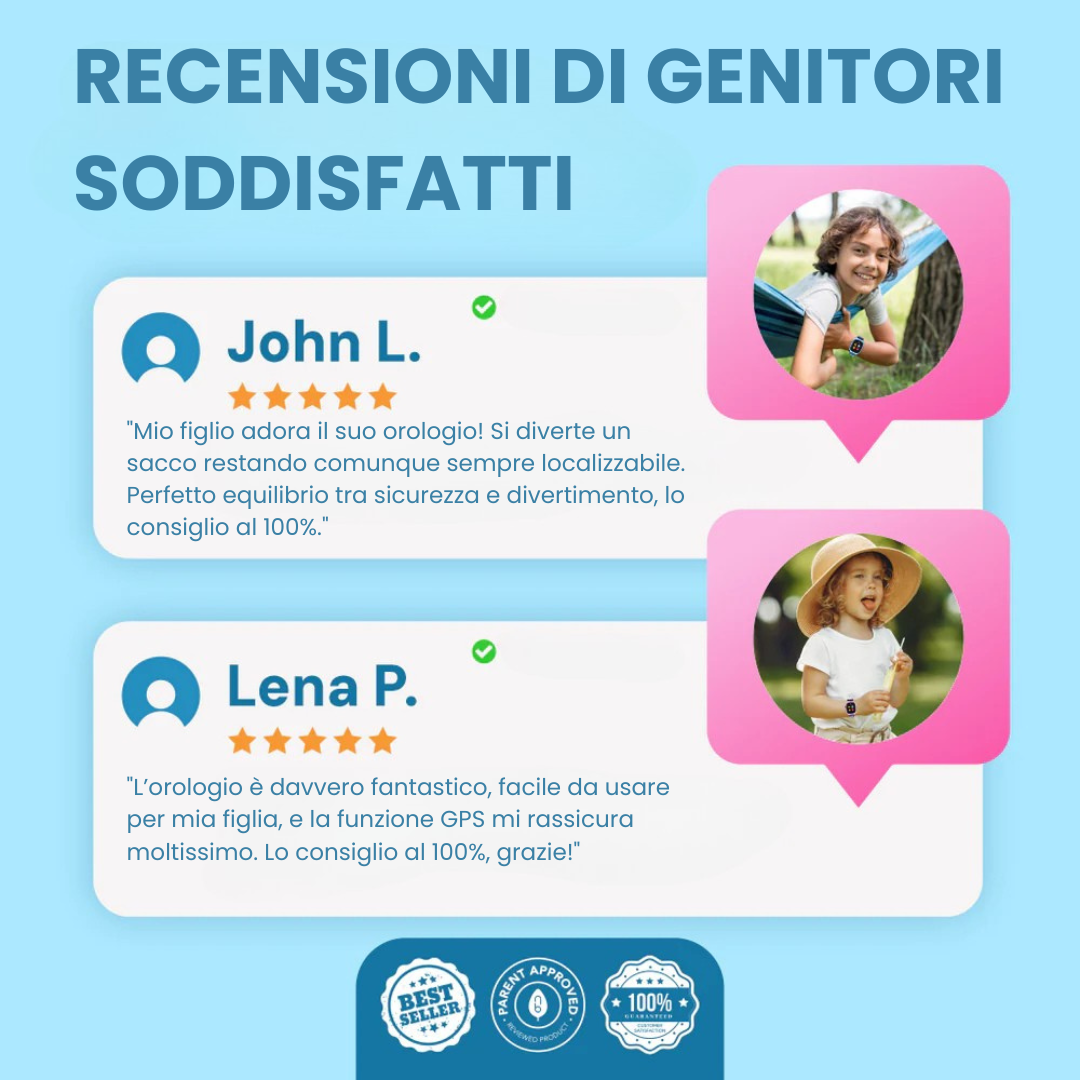 Orologio GPS Bambini senza Abbonamento con Chiamate e Zona Sicura – Rassivo™