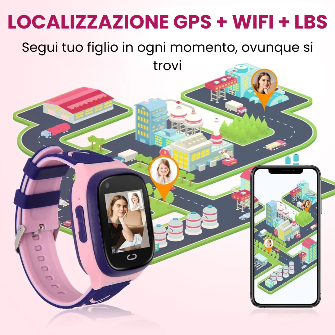 Orologio GPS Bambini senza Abbonamento con Chiamate e Zona Sicura – Rassivo™