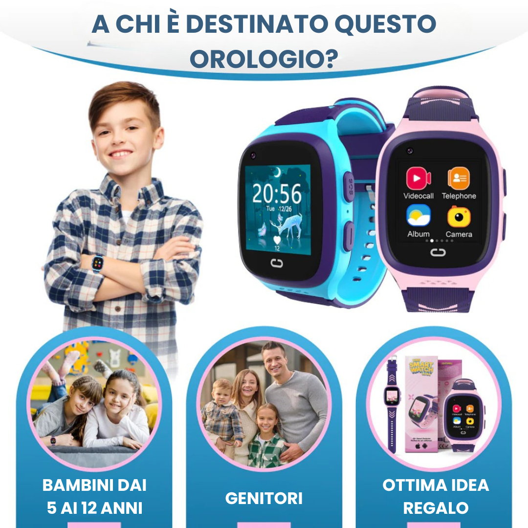 Orologio GPS Bambini senza Abbonamento con Chiamate e Zona Sicura – Rassivo™