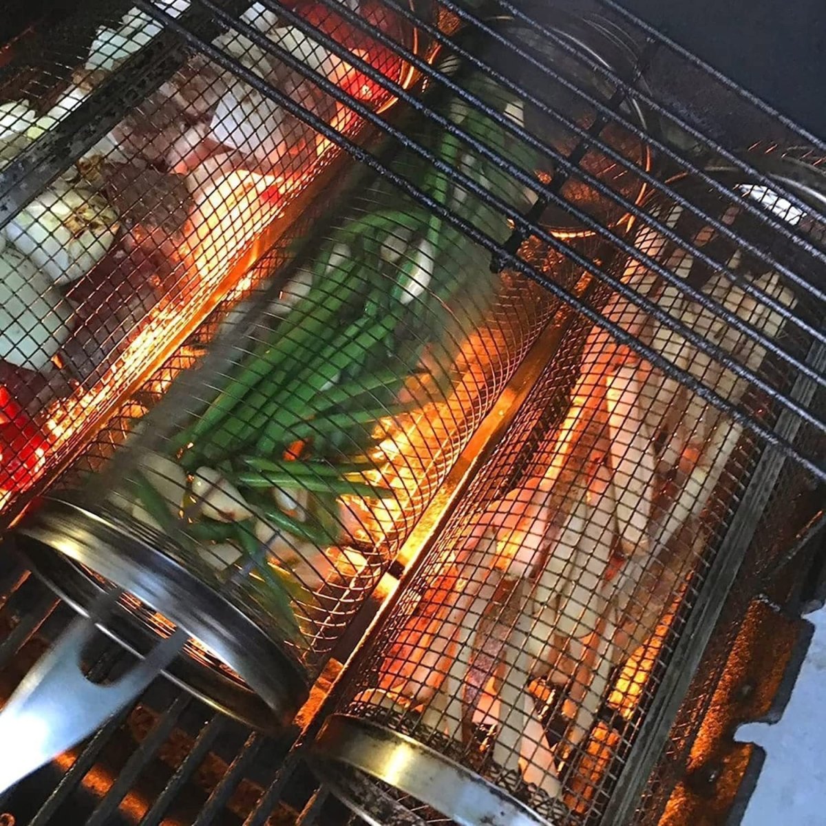 GRILLMASTER PRO - Cestello per barbecue rotante in acciaio inox per una cottura uniforme