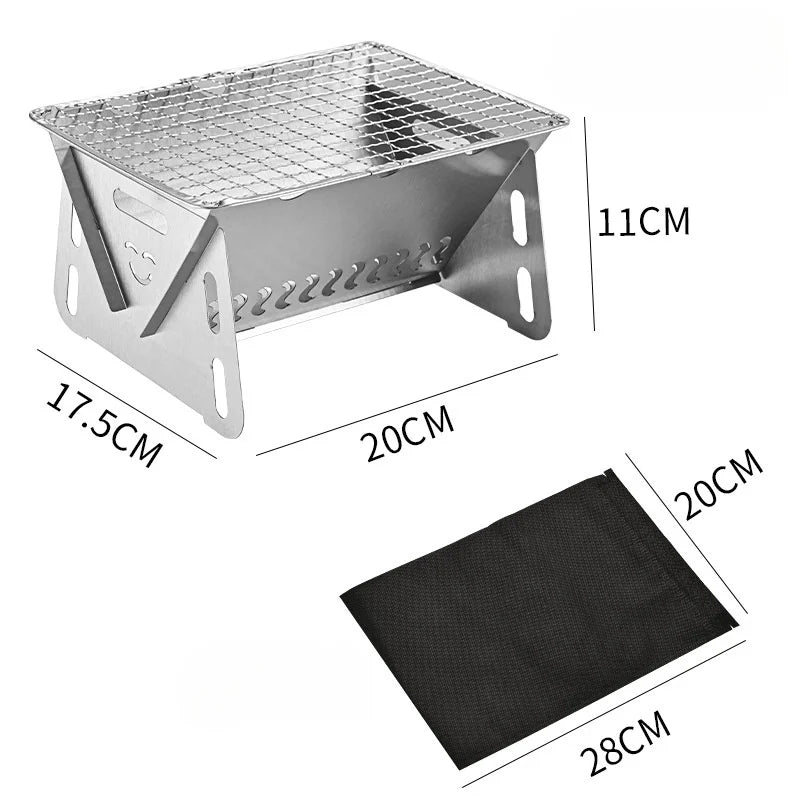 GRILLFOLD – Griglia a carbone portatile in acciaio inossidabile per uso all’aperto