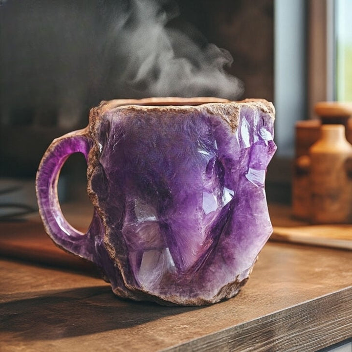 Tazza artigianale in cristallo minerale – Isolante, adatta al microonde, 350-450 ml, design unico