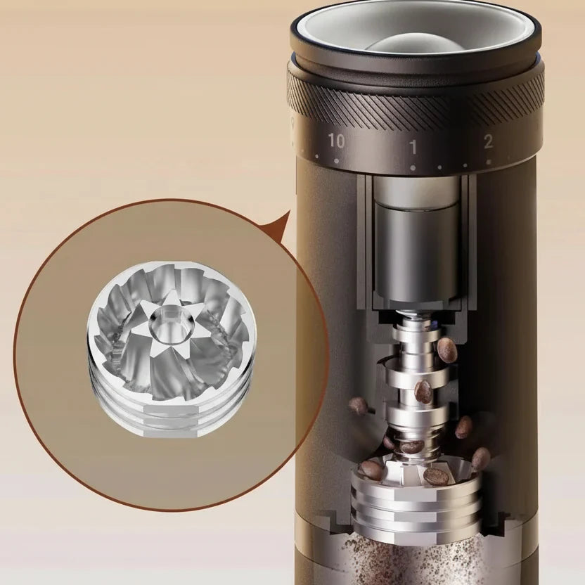 COFFFLOW – Macinacaffè Elettrico con Mola Conica e Batteria Ricaricabile