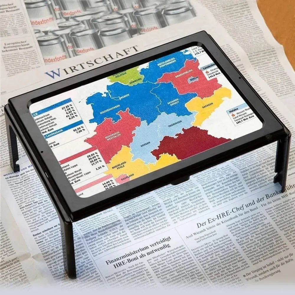 TEXTDESK – Lente d'ingrandimento da tavolo pieghevole 3x con illuminazione a LED per lettura a mani libere