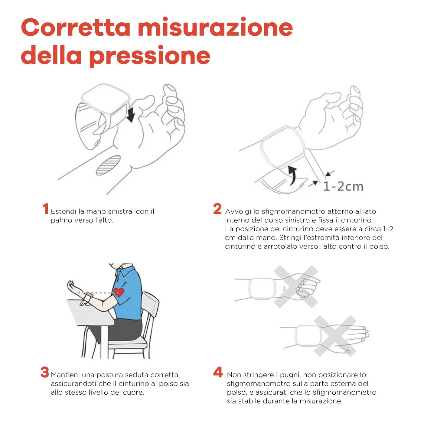 Misuratore di Pressione da Polso con Display LED Touchscreen & Voice Report in Italiano