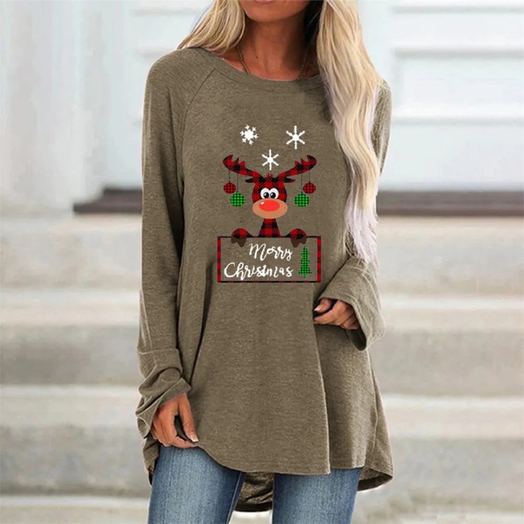 Maglione lungo festivo da donna in maglia calda