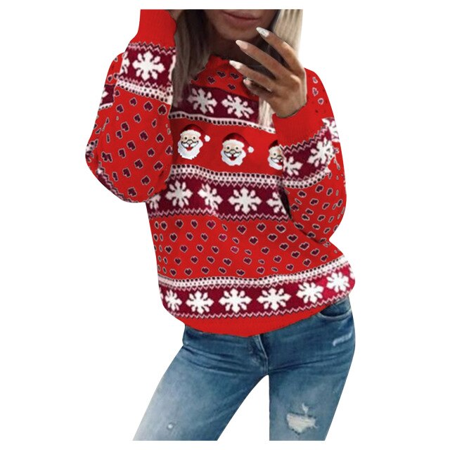 Maglione natalizio da donna, caldo, vestibilità ampia, materiale di alta qualità