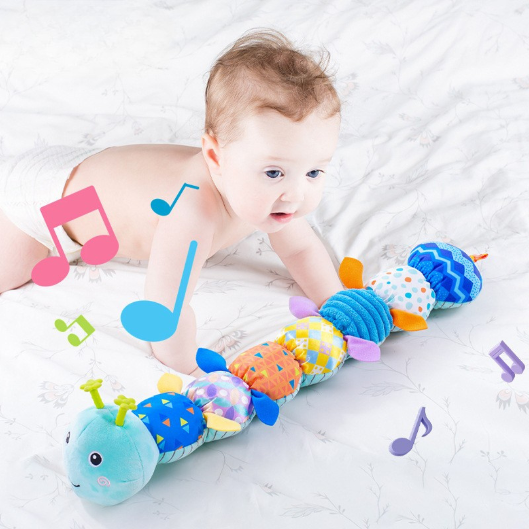 Gioco Musicale a Forma di Bruco per Bebè – Peluche Interattiva per lo Sviluppo Sensoriale e Motorio