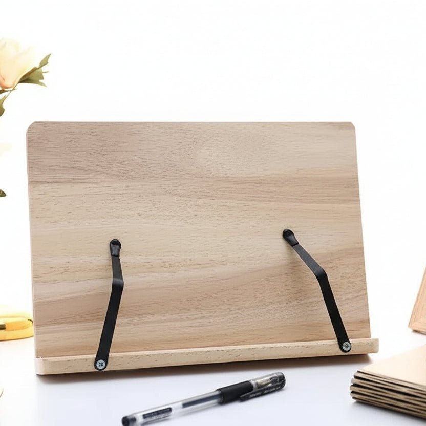 READSTYLE – Supporto per libri in legno regolabile, pieghevole e salvaspazio
