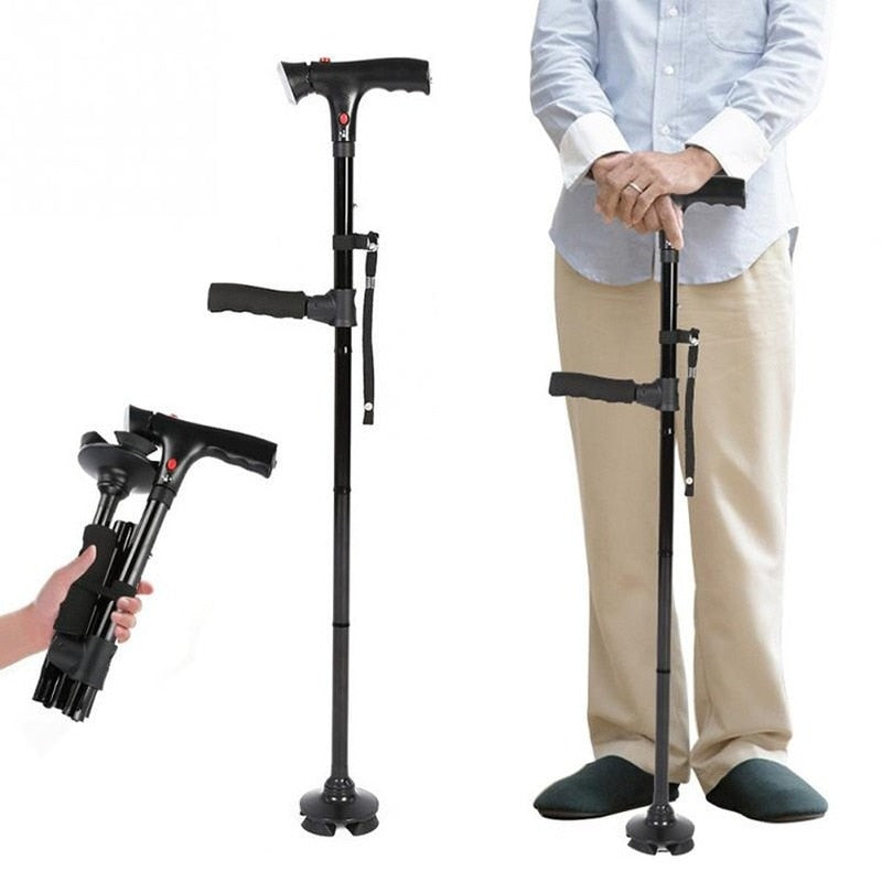Bastone da Passeggio LED Regolabile – Comfort e Sicurezza per Anziani