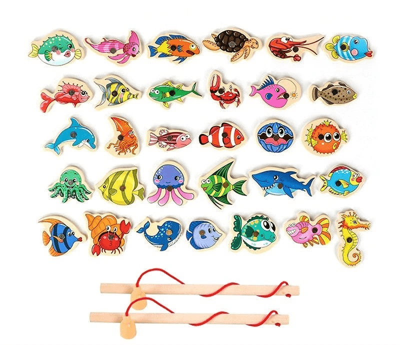 MONTICATCH – Gioco Montessori dell'angelo in legno con pesca magnetica per promuovere la motricità fine