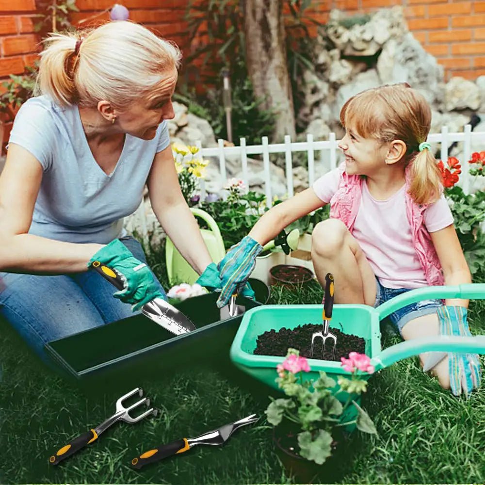 HORTEX – Set di attrezzi da giardinaggio ergonomico in acciaio inossidabile
