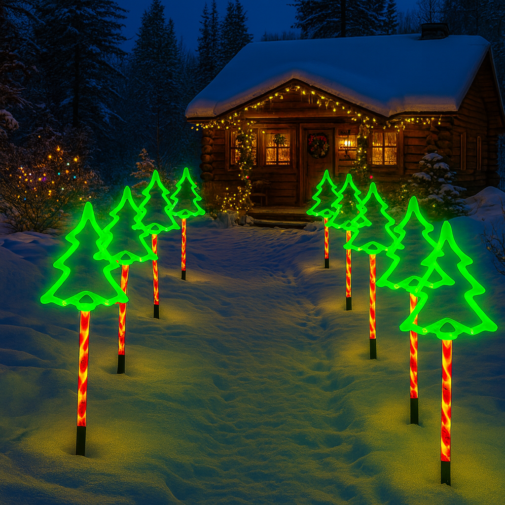 Luci Solari Decorazioni Natalizie per Giardino – Set di Bastoncini Luminosi in Plastica