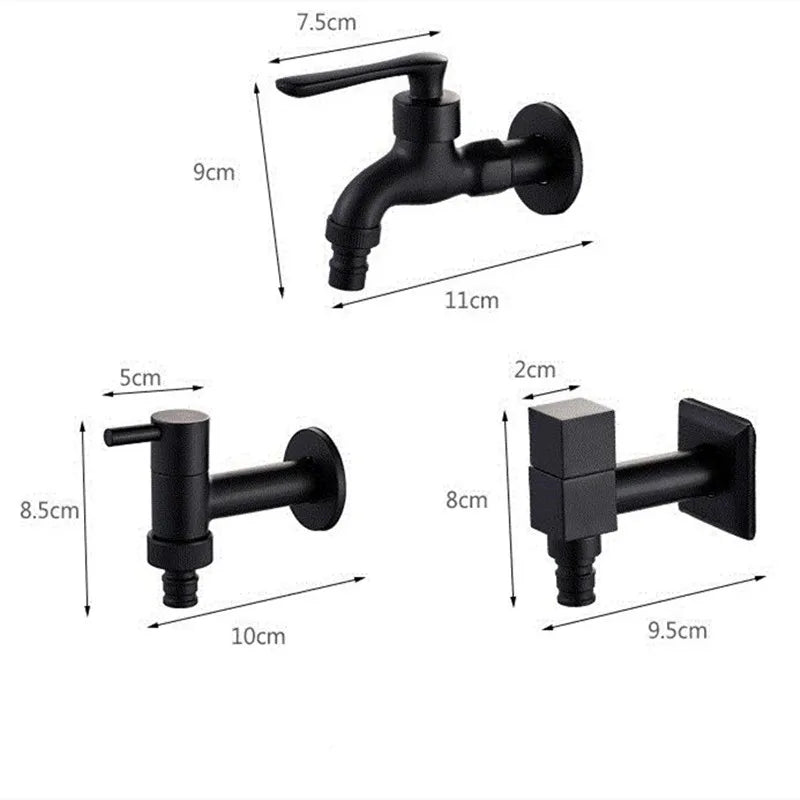 MATTEFLOW – Rubinetto a parete in nero opaco per cucina, bagno e uso all'aperto