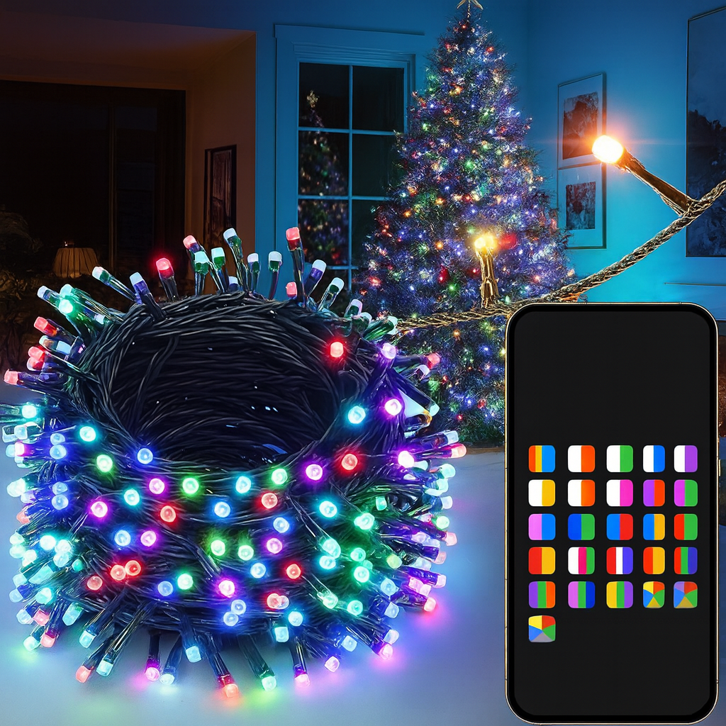 Illuminazione Natalizia LED Catena Luminosa da Interni con Telecomando e Modalità Selettive