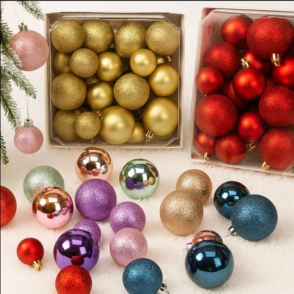 Palline di Natale in Plastica Set Decorazioni Natalizie Classiche per Albero
