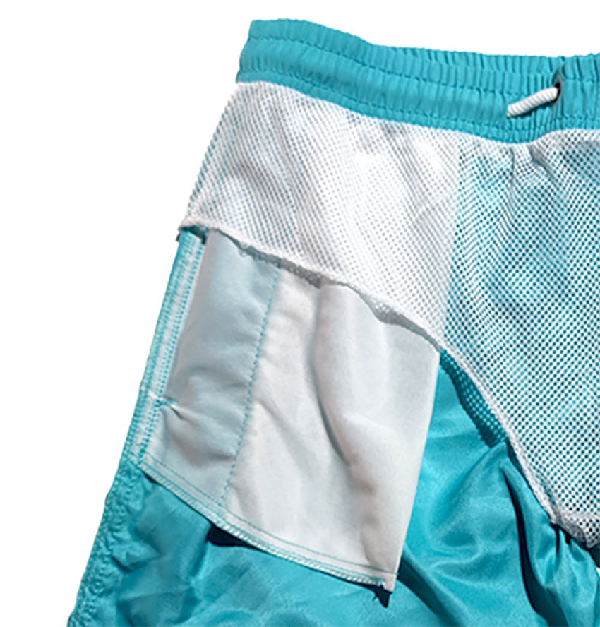 Pantaloncini da bagno da uomo in tessuto ad asciugatura rapida con vita elastica