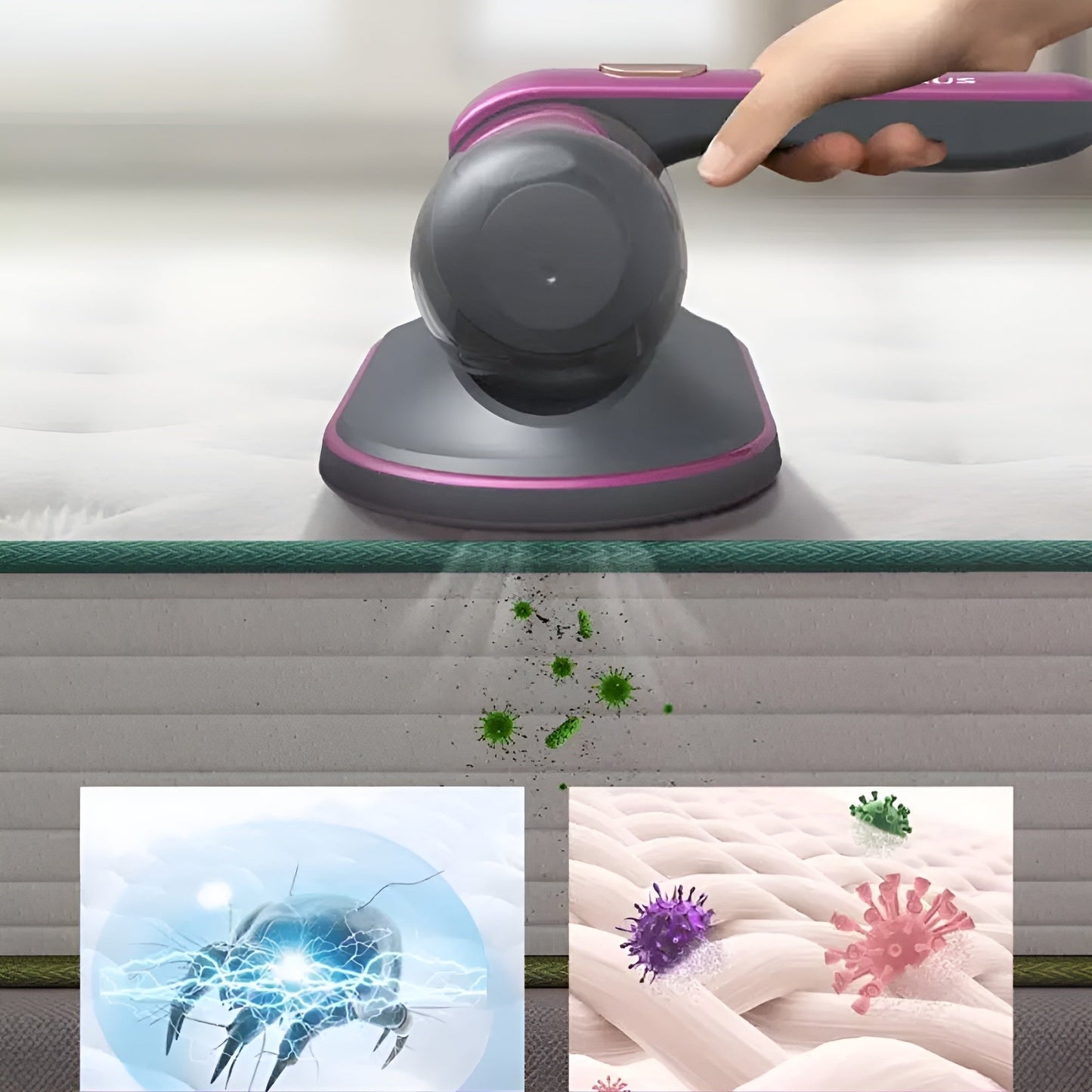 Fleuurs Clean V100 – Aspiratore Antiacaro Portatile 100W per Divani, Tappeti & Interni Auto