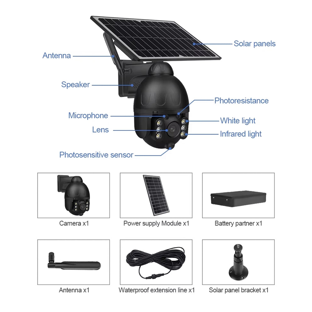 Telecamera Solare Wireless™ – 1080P HD, Visione Notturna a Colori & Sensore PIR Smart