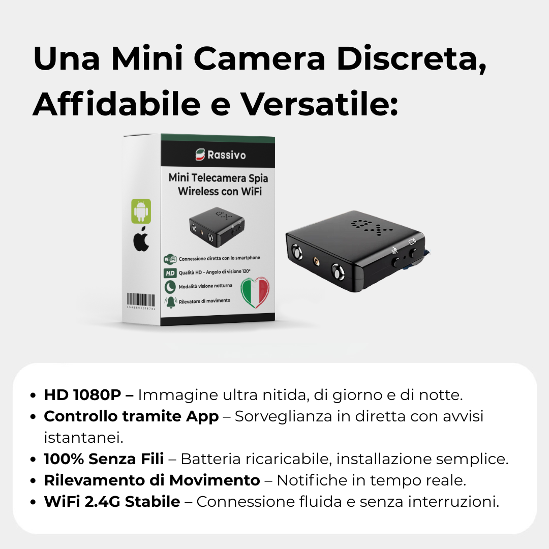 Mini Telecamera Spia | Sorveglianza Discreta, Visione Notturna & Rilevamento del Movimento – EliteVision