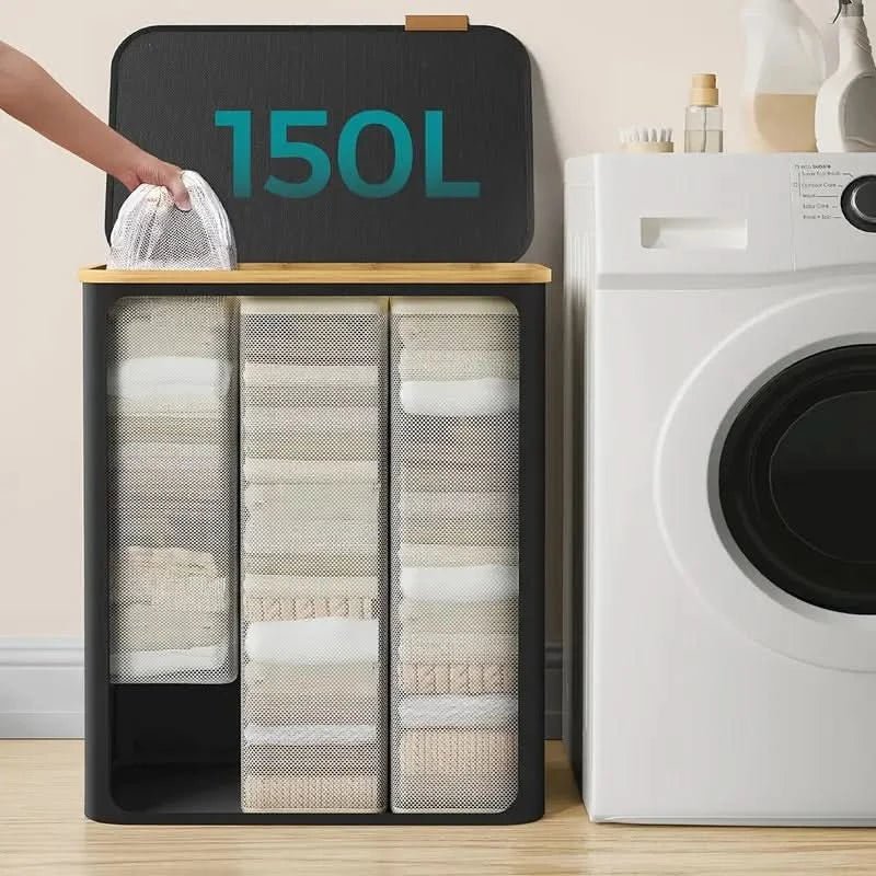 SortiSpace cestino pieghevole per bucato - con 3 scomparti e stile adatto a qualsiasi ambiente