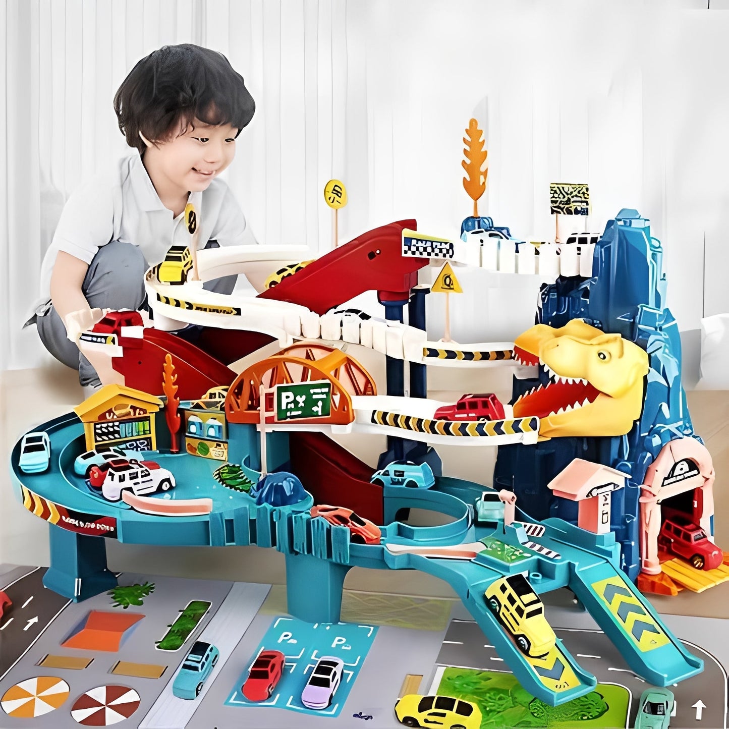 Pista Avventura con Circuito Dinosauri e Percorso Flessibile