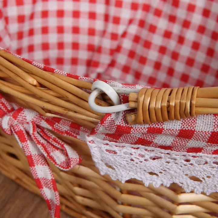 Cestino da Picnic in Vimini Intrecciato con Fodera in Cotone Rimovibile