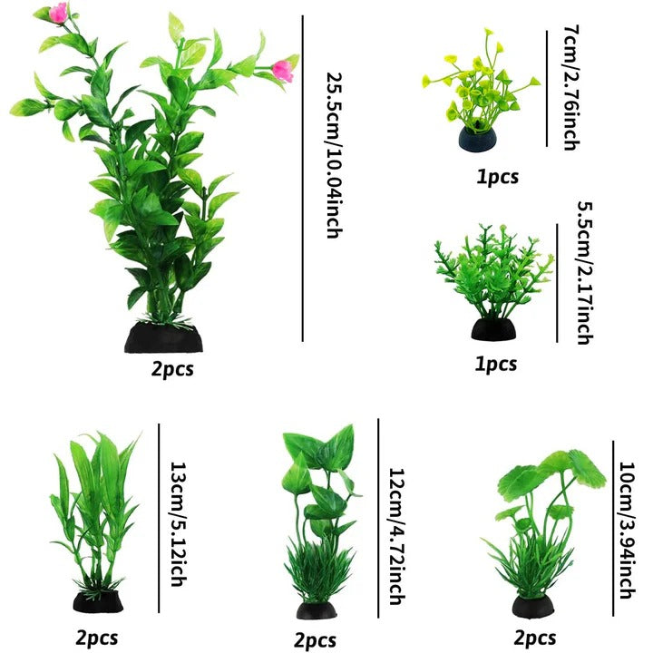 Piante Artificiali Decorative per Acquari, Set da 10 Pezzi