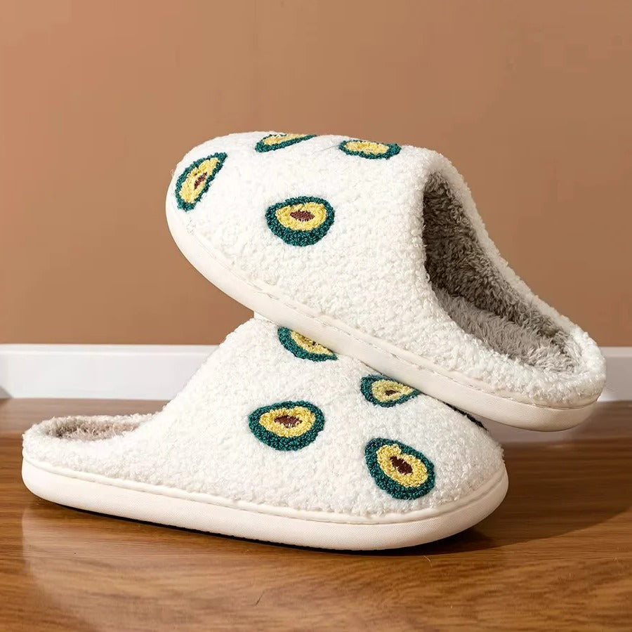 Pantofole in cotone dal design a motivo frutta con suola antiscivolo per uso interno