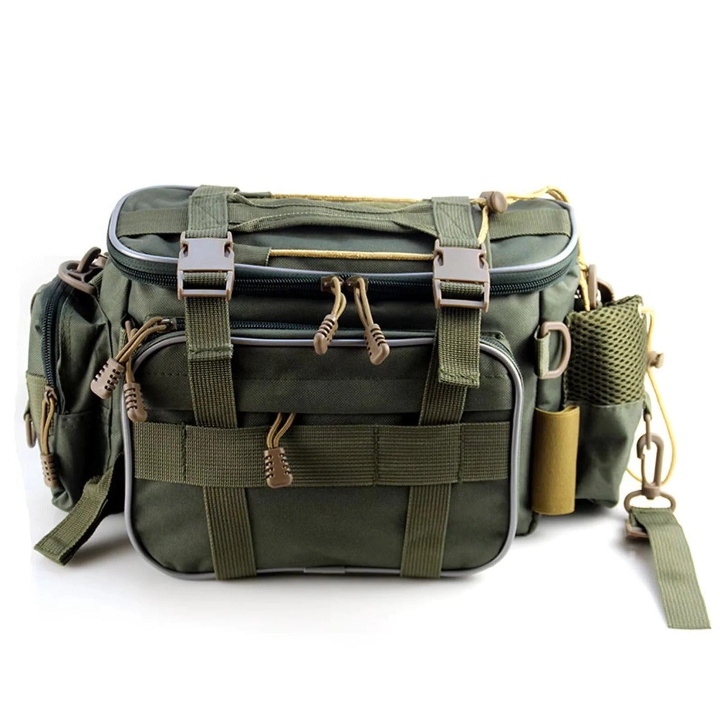 Borsa per attrezzature da pesca con scomparti multipli e tracolla