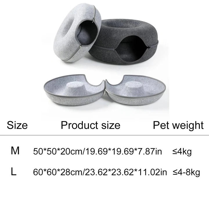 Cuccia per gatto rotonda a ciambella con cuscino in peluche