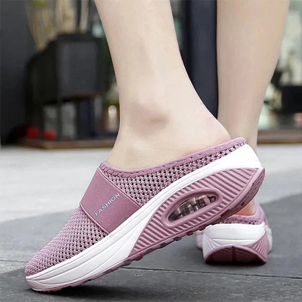 Sandali ortopedici a zeppa da donna, design in stile pantofole con supporto