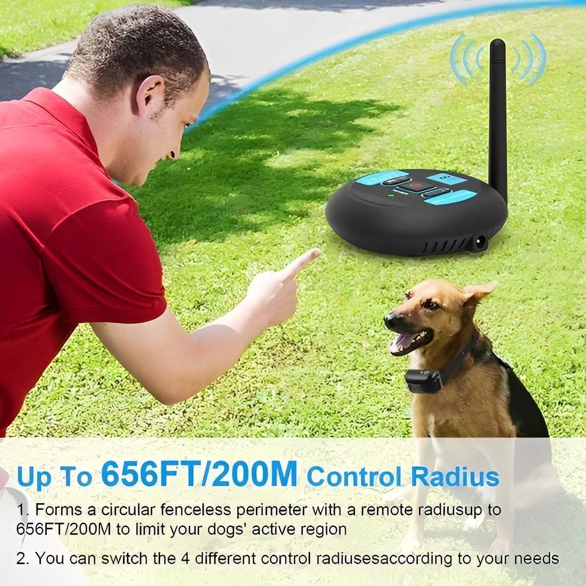 Sistema di recinzione wireless per cani con controllo remoto per l'addestramento