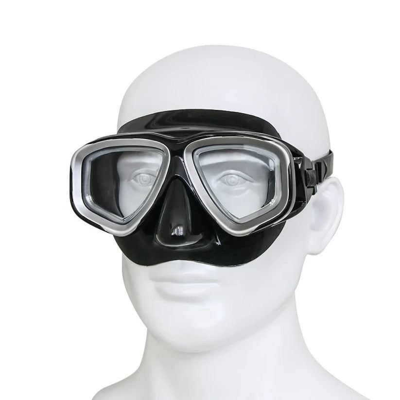 Maschera da sub con lente in vetro temperato, guarnizione in silicone e lente antinebbia