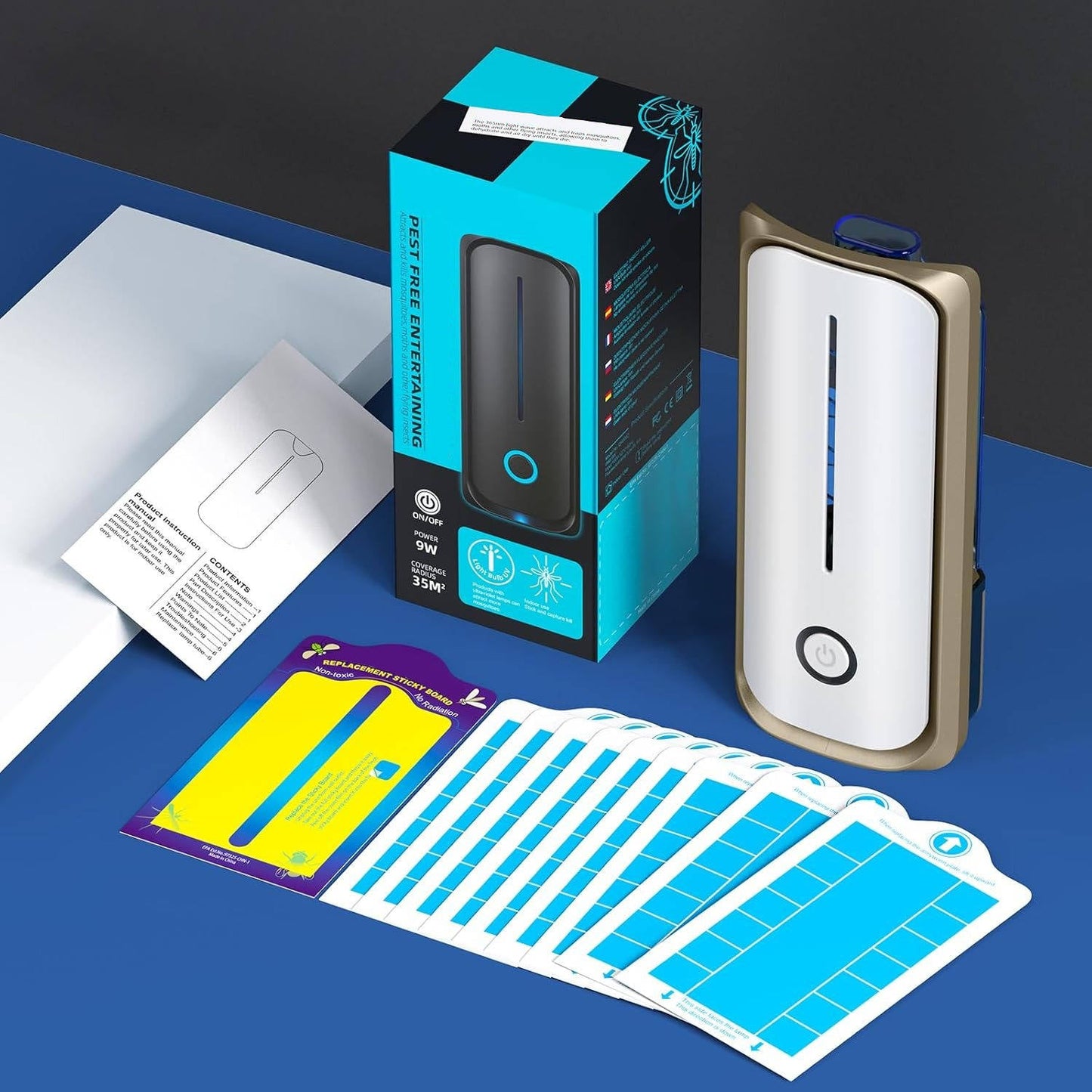 Trappole plug-in per mosche della frutta da utilizzare in casa, zapper elettrico per zanzare e cattura moscerini e tignole, con luce UV notturna da 9 W, confezione da 2